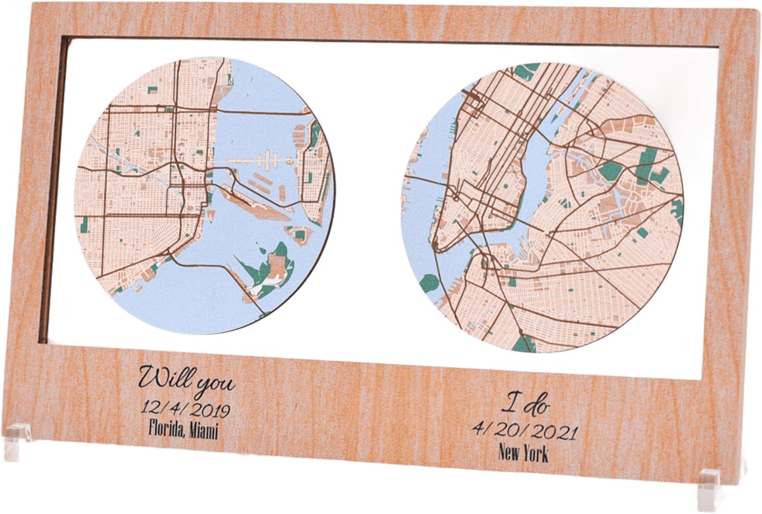 image:imagePersonalized Map Where It All Began Wedding Anniversary Gift for Couple First Date Location Custom City Map Met Engaged Married Gift for Her and Him Valentines Gifts Large 2 Cities WhiteLight