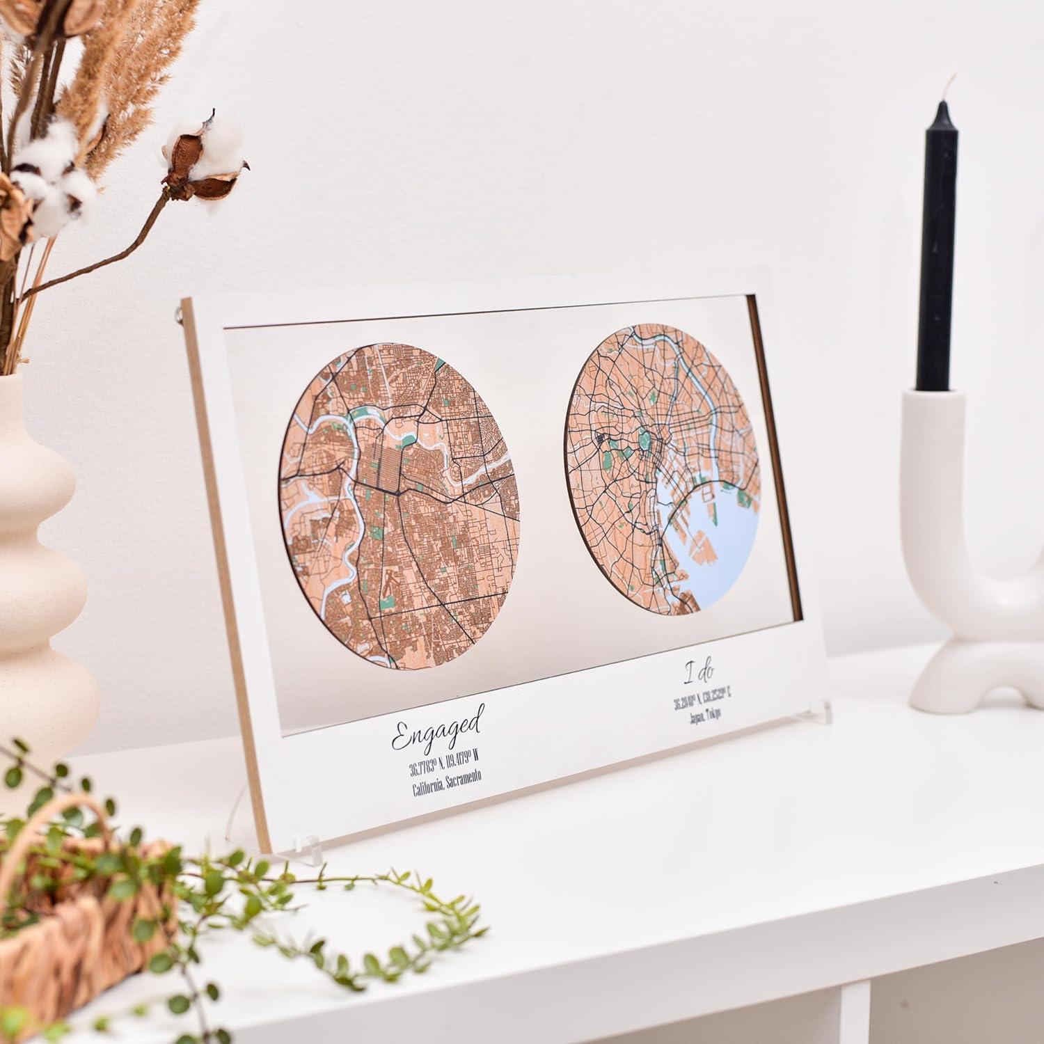 image:imagePersonalized Map Where It All Began Wedding Anniversary Gift for Couple First Date Location Custom City Map Met Engaged Married Gift for Her and Him Valentines Gifts Large 2 Cities WhiteWhite
