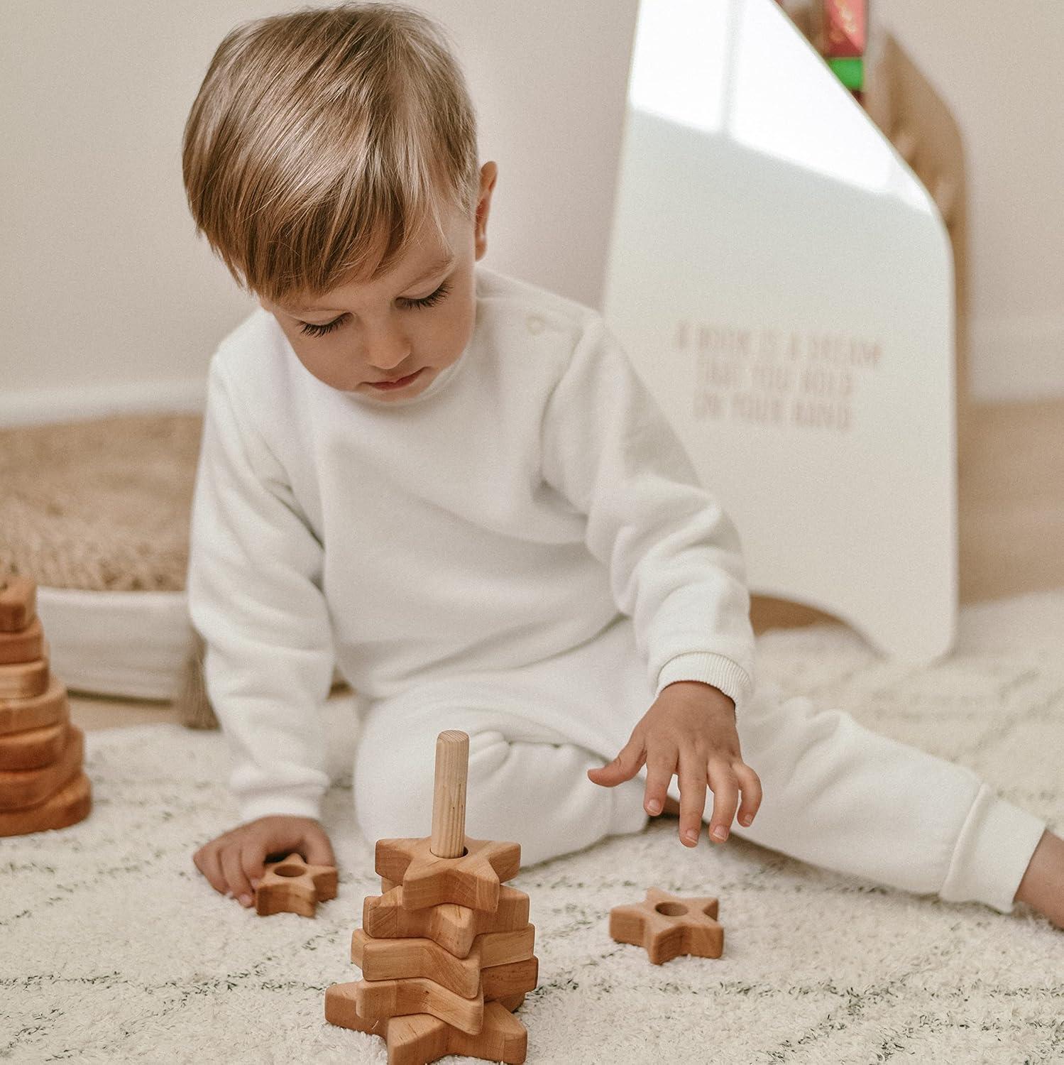 image:imageWooden Stacker Customized Toys Montessori Waldorf Sensory Toys Baby Keepsake Nursery Decor Ring Stacking Toy Baby First Birthday Triangle Stacking ToyRing Stacker