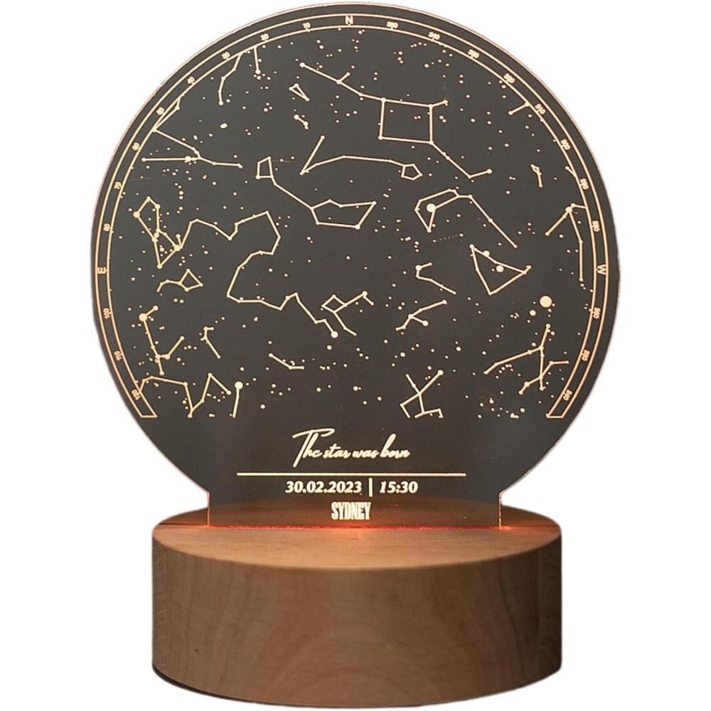 image:imageCustom Star Map Night Light Personalized Constellation Map Anniversary Present Gift for Couple Valentines Day Gift Star Map by Date Constellation Lamp First Date Map Print Sky Night Light