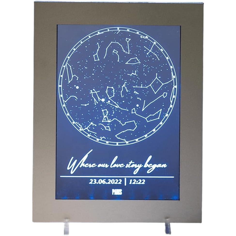 image:imageCustom Star Map Night Light Personalized Constellation Map Anniversary Present Gift for Couple Valentines Day Gift Star by Date Constellation Lamp First Date Print Sky Night Light