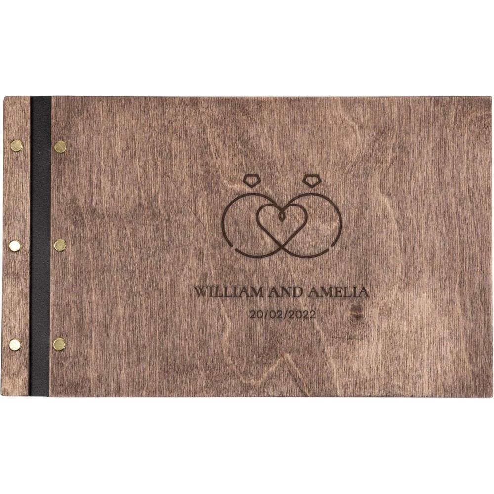image:imageEnjoy The Wood Personalized Wooden Photo Album with Engraving  Handmade Scrapbook Album  Custom Memory Book for Wedding Family amp Special Moments  Photo Book Best Gift for Couple MonogramRings