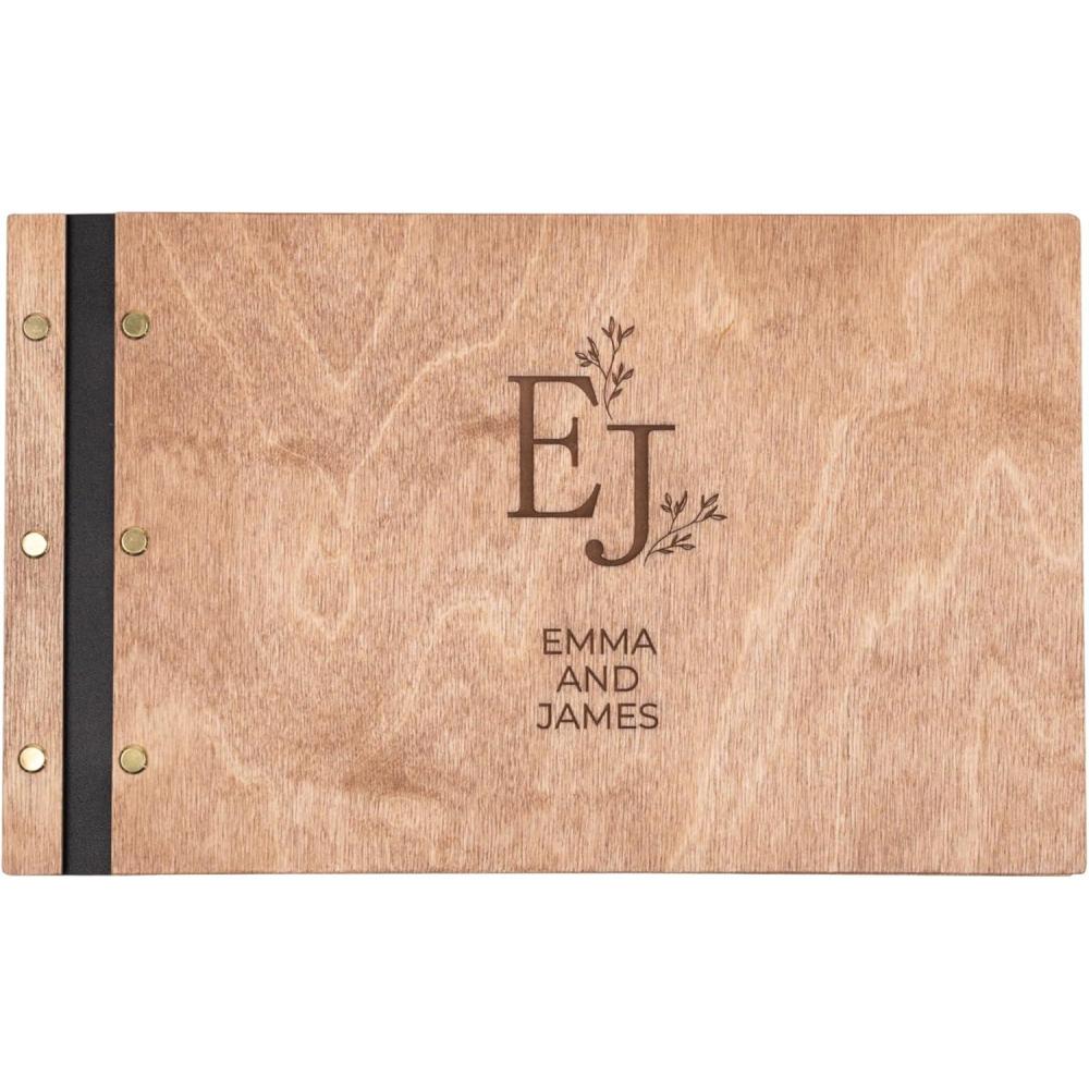 image:imageEnjoy The Wood Personalized Wooden Photo Album with Engraving  Handmade Scrapbook Album  Custom Memory Book for Wedding Family amp Special Moments  Photo Book Best Gift for Couple MonogramMonogram