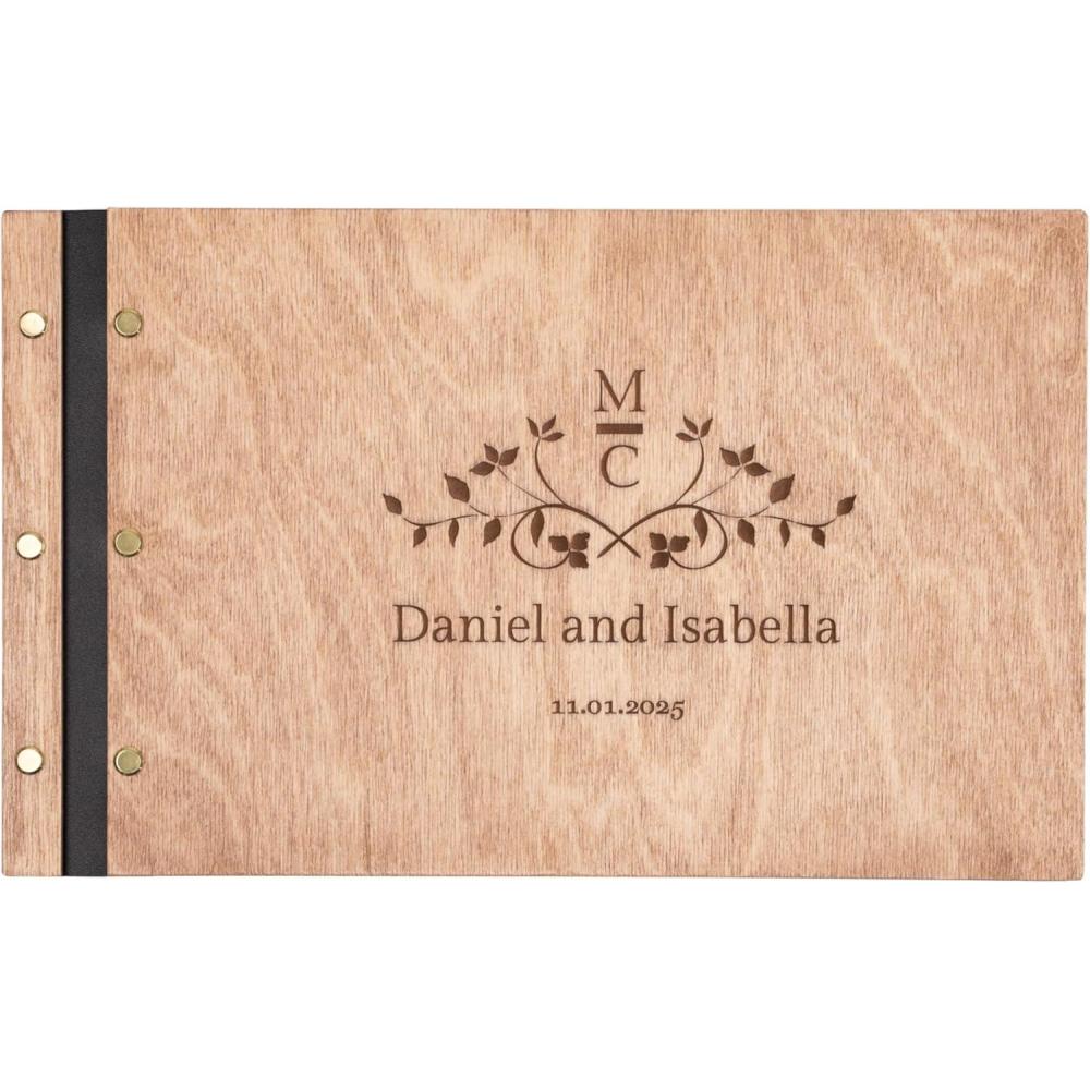 image:imageEnjoy The Wood Personalized Wooden Photo Album with Engraving  Handmade Scrapbook Album  Custom Memory Book for Wedding Family amp Special Moments  Photo Book Best Gift for Couple MonogramBranches