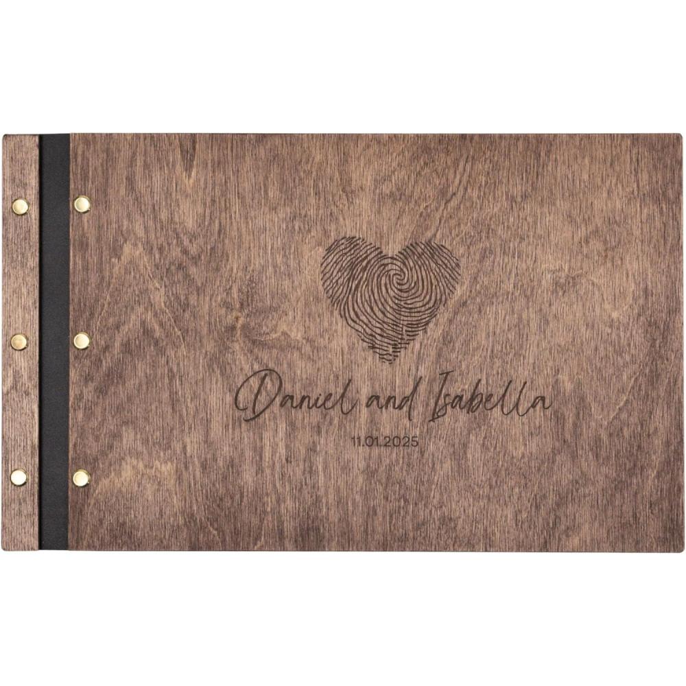 image:imageEnjoy The Wood Personalized Wooden Photo Album with Engraving  Handmade Scrapbook Album  Custom Memory Book for Wedding Family amp Special Moments  Photo Book Best Gift for Couple MonogramFingerprint