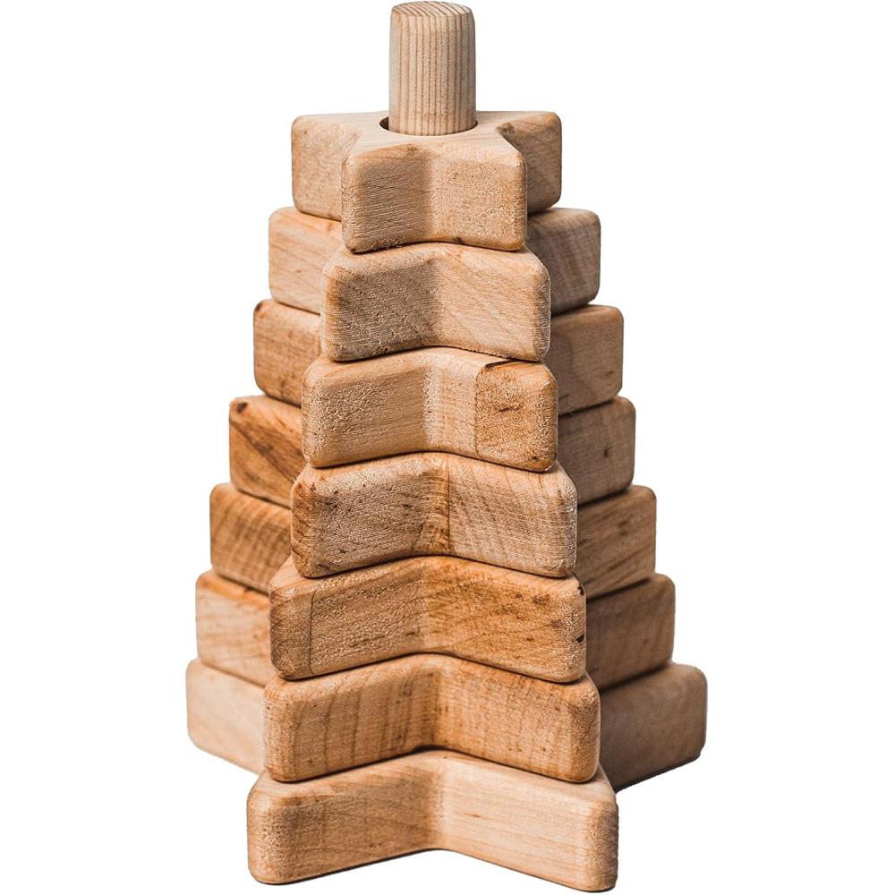 image:imageWooden Stacker Customized Toys Montessori Waldorf Sensory Toys Baby Keepsake Nursery Decor Ring Stacking Toy Baby First Birthday Triangle Stacking ToyStar Stacking Toy