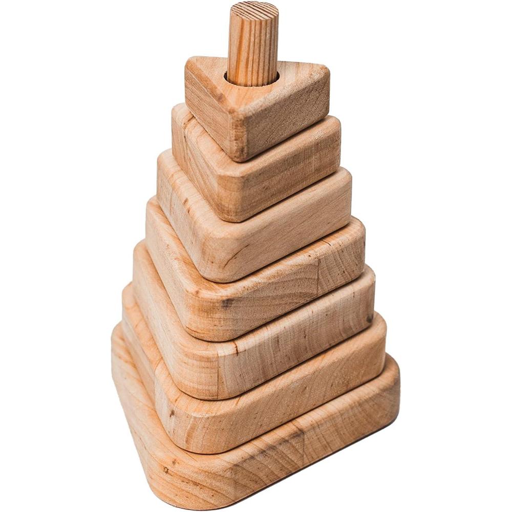 image:imageWooden Stacker Customized Toys Montessori Waldorf Sensory Toys Baby Keepsake Nursery Decor Ring Stacking Toy Baby First Birthday Triangle Stacking ToyTriangle Stacking Toy