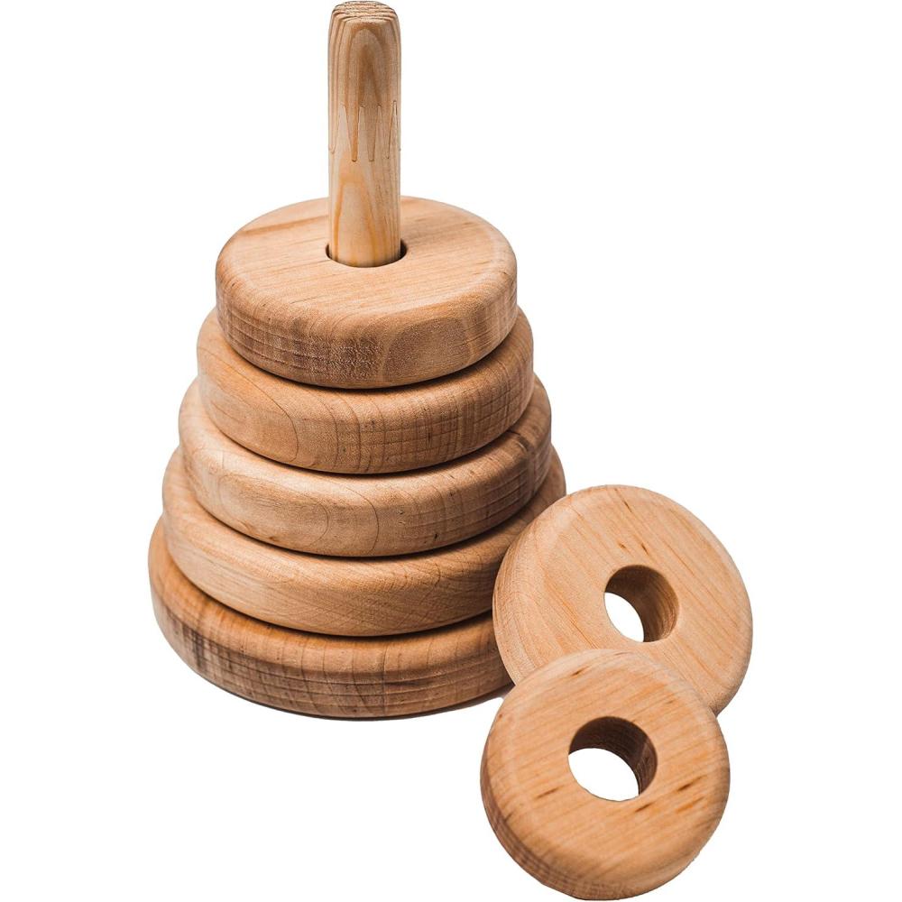image:imageWooden Stacker Customized Toys Montessori Waldorf Sensory Toys Baby Keepsake Nursery Decor Ring Stacking Toy Baby First Birthday Triangle Stacking ToyRing Stacker