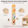 ENJOY THE WOOD Kids Wooden Growth Chart for Wall with Optional Photo Frames – Wall Mounted Height Chart for Kids – Nursery & Playroom Decor Wooden Ruler – Height Measurement Tool (Princess)(Space)