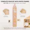 ENJOY THE WOOD Kids Wooden Growth Chart for Wall with Optional Photo Frames – Wall Mounted Height Chart for Kids – Nursery & Playroom Decor Wooden Ruler – Height Measurement Tool (Princess)(Princess)