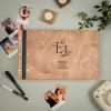 Enjoy The Wood Personalized Wooden Photo Album with Engraving – Handmade Scrapbook Album – Custom Memory Book for Wedding, Family & Special Moments – Photo Book Best Gift for Couple (Monogram)(Monogram)