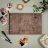 Enjoy The Wood Personalized Wooden Photo Album with Engraving – Handmade Scrapbook Album – Custom Memory Book for Wedding, Family & Special Moments – Photo Book Best Gift for Couple (Monogram)(Botanical)