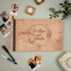 Enjoy The Wood Personalized Wooden Photo Album with Engraving – Handmade Scrapbook Album – Custom Memory Book for Wedding, Family & Special Moments – Photo Book Best Gift for Couple (Monogram)(Wreath)