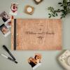 Enjoy The Wood Personalized Wooden Photo Album with Engraving – Handmade Scrapbook Album – Custom Memory Book for Wedding, Family & Special Moments – Photo Book Best Gift for Couple (Monogram)(Bow)