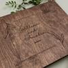 Enjoy The Wood Personalized Wooden Photo Album with Engraving – Handmade Scrapbook Album – Custom Memory Book for Wedding, Family & Special Moments – Photo Book Best Gift for Couple (Monogram)(Botanical)