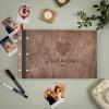 Enjoy The Wood Personalized Wooden Photo Album with Engraving – Handmade Scrapbook Album – Custom Memory Book for Wedding, Family & Special Moments – Photo Book Best Gift for Couple (Monogram)(Fingerprint)
