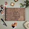 Enjoy The Wood Personalized Wooden Photo Album with Engraving – Handmade Scrapbook Album – Custom Memory Book for Wedding, Family & Special Moments – Photo Book Best Gift for Couple (Monogram)(Rings)