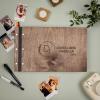 Enjoy The Wood Personalized Wooden Photo Album with Engraving – Handmade Scrapbook Album – Custom Memory Book for Wedding, Family & Special Moments – Photo Book Best Gift for Couple (Monogram)(Minimalism)