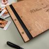 Enjoy The Wood Personalized Wooden Photo Album with Engraving – Handmade Scrapbook Album – Custom Memory Book for Wedding, Family & Special Moments – Photo Book Best Gift for Couple (Monogram)(Bow)