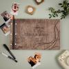 Enjoy The Wood Personalized Wooden Photo Album with Engraving – Handmade Scrapbook Album – Custom Memory Book for Wedding, Family & Special Moments – Photo Book Best Gift for Couple (Monogram)(Waves)