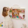 Enjoy The Wood Wooden Kids Toy Storage Organizer Montessori Shelf – Toy Organizers and Storage – Wall Mounted Nursery Shelves – Optional Name Personalization – Playroom Organization (Crown)(Rainbow)