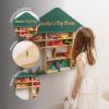 Enjoy The Wood Wooden Kids Toy Storage Organizer Montessori Shelf – Toy Organizers and Storage – Wall Mounted Nursery Shelves – Optional Name Personalization – Playroom Organization (Crown)(House)