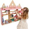 Enjoy The Wood Wooden Kids Toy Storage Organizer Montessori Shelf – Toy Organizers and Storage – Wall Mounted Nursery Shelves – Optional Name Personalization – Playroom Organization (Crown)(Castle)