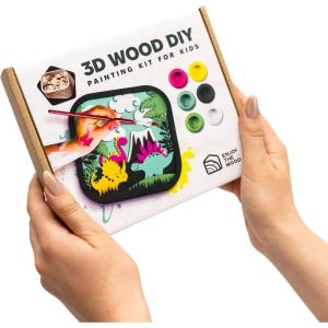 3D Wooden Painting Craft Kit for Kids – DIY Art Unfinished Wood Crafts Set with Paints & Brush – Creative Kids Craft Kits Layer Puzzle to Paint & Assemble – Toddler Paint Kit by EnjoyTheWood (Unicorn)(Dino)