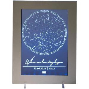 Custom Star Map Night Light Personalized Constellation Map – Anniversary Present Gift for Couple Valentine’s Day Gift – Star by Date Constellation Lamp First Date Print Sky Night Light