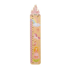 ENJOY THE WOOD Kids Wooden Growth Chart for Wall with Optional Photo Frames – Wall Mounted Height Chart for Kids – Nursery & Playroom Decor Wooden Ruler – Height Measurement Tool (Princess)(Princess)