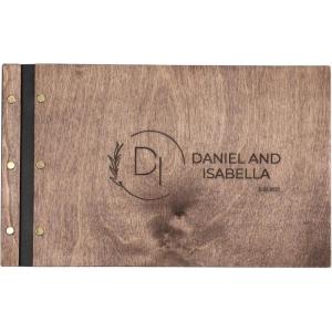 Enjoy The Wood Personalized Wooden Photo Album with Engraving – Handmade Scrapbook Album – Custom Memory Book for Wedding, Family & Special Moments – Photo Book Best Gift for Couple (Monogram)(Minimalism)
