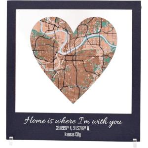 Personalized Map Where It All Began – Wedding Anniversary Gift for Couple First Date Location Custom City Map Met Engaged Married Gift for Her and Him Valentines Gifts (Large, 2 Cities, White)(Black)