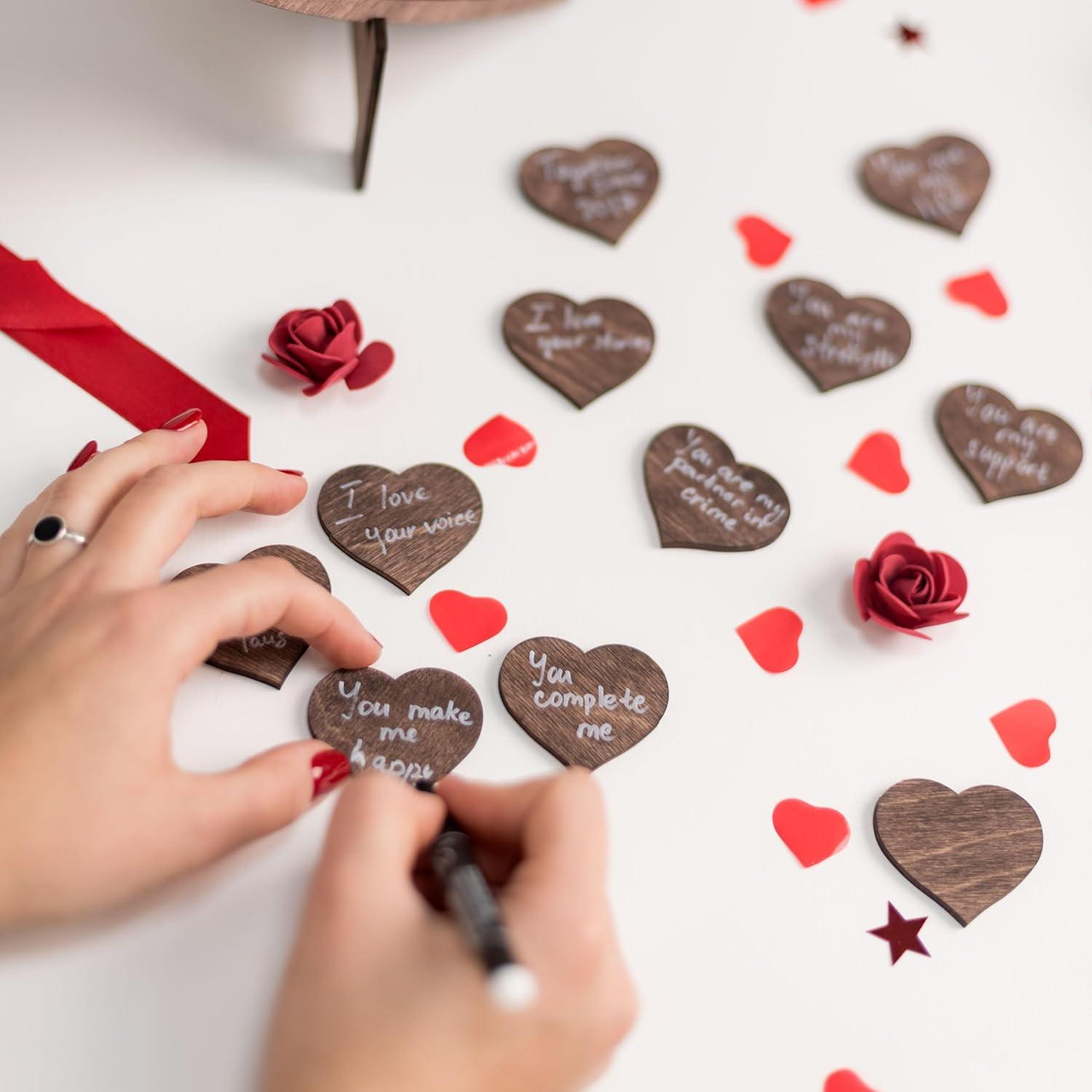 image:imageEnjoy The Wood Heart Frame Wedding Guest Book Alternative Heart Shaped Guestbook with a Photo Custom Sentimental Valentines Day Gifts for Him and Her