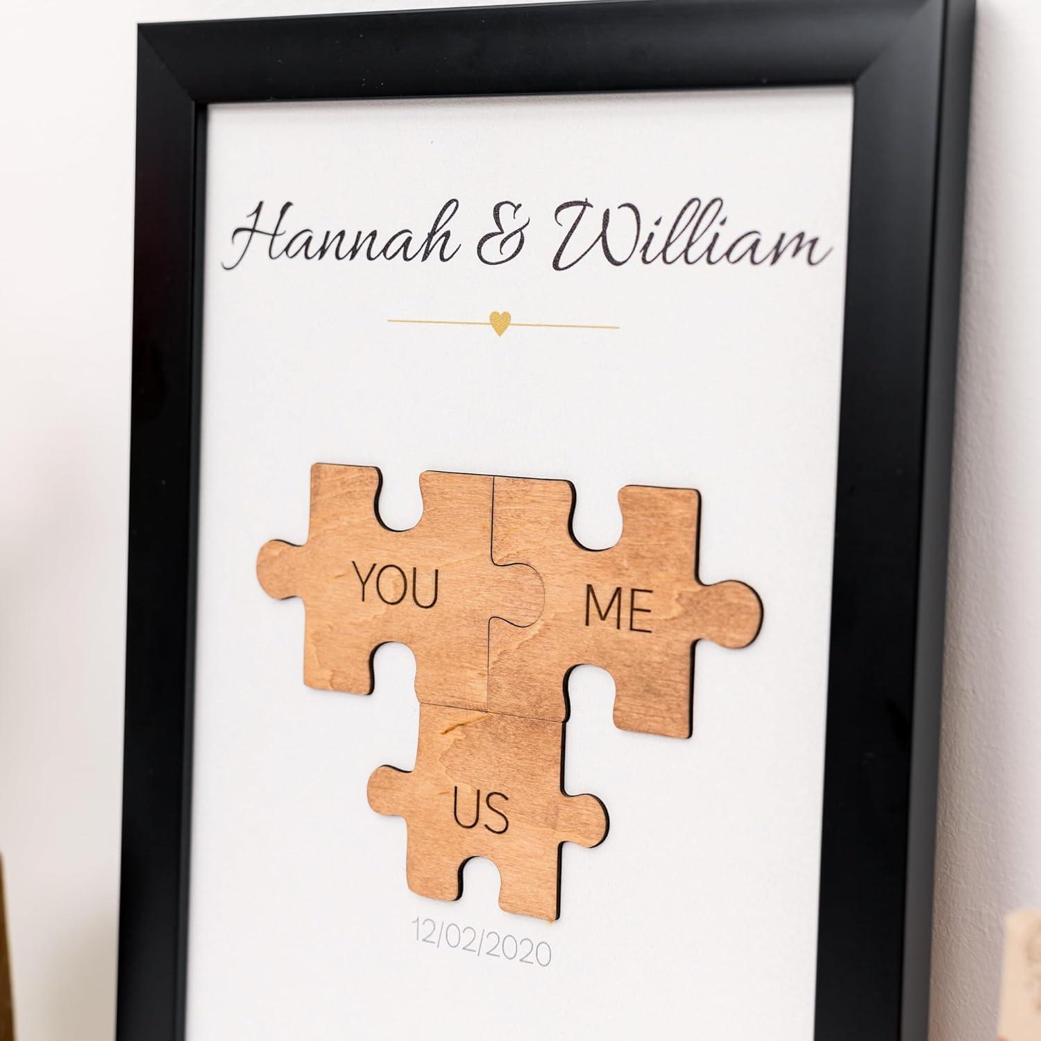image:imageEnjoy The Wood Personalized Valentines Day Puzzle for Couples Valentines Day Framed Art with Names amp Date Heart or Classic Design Couple Custom Gifts with Photo Option Classic PuzzleClassic Puzzle