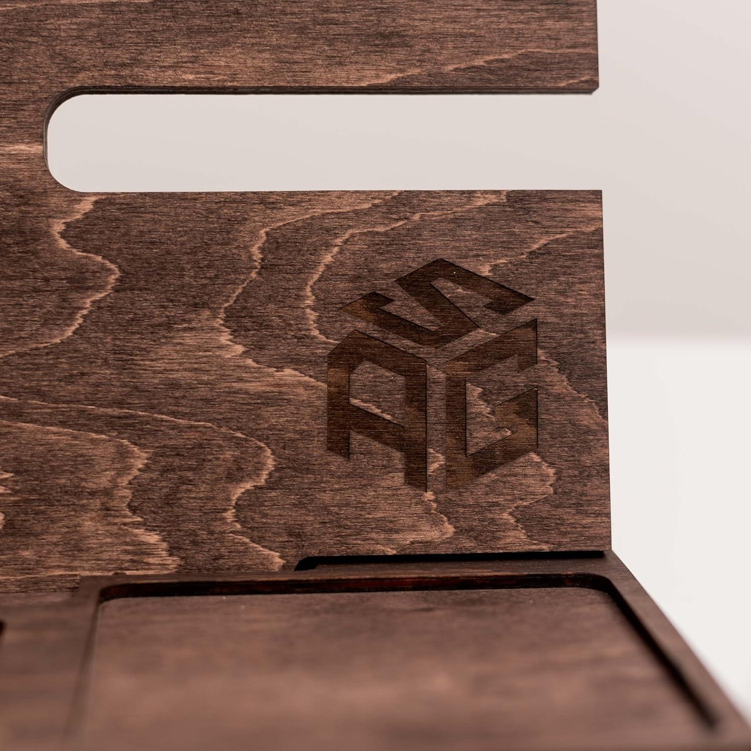 image:imageWood Phone Docking Station Wooden Charging Station Nightstand Organizer Bedside Phone Charger Station Watch Stand for Men Iphone Docking Station Idea for Anniversary Gifts Design 2Design 2