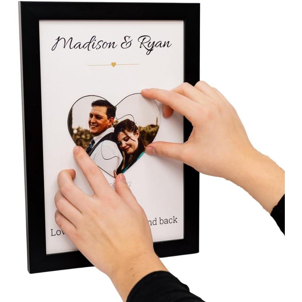 image:imageEnjoy The Wood Personalized Valentines Day Puzzle for Couples Valentines Day Framed Art with Names amp Date Heart or Classic Design Couple Custom Gifts with Photo Option Classic PuzzleHeart Puzzle