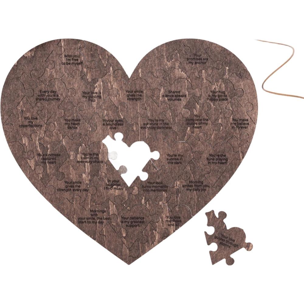 image:imageReasons Why I Love You Personalized Wooden Heart Puzzle in Wood Box Custom Sentimental Valentines Day Gifts For Him and Her Wedding Keepsake Gift Box Mini 16 pcs PecanDark Walnut