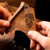 Beard Comb for Men Pocket Folding Combs for Mustache & Hair Travel Natural Wooden Comb with Real Man Engraving – Perfect for Use w/Beard Balm Oil (Wavy Half Skull) (Model WV)(Model RM)