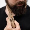Beard Comb for Men Pocket Folding Combs for Mustache & Hair Travel Natural Wooden Comb with Real Man Engraving – Perfect for Use w/Beard Balm Oil (Wavy Half Skull) (Model WV)(Model TBM)