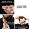 Beard Comb for Men Pocket Folding Combs for Mustache & Hair Travel Natural Wooden Comb with Real Man Engraving – Perfect for Use w/Beard Balm Oil (Wavy Half Skull) (Model WV)(Model TBM)