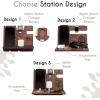Wood Phone Docking Station – Wooden Charging Station Nightstand Organizer Bedside Phone Charger Station – Watch Stand for Men Iphone Docking Station – Idea for Anniversary Gifts (Design 2)(Design 2)
