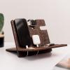 Wood Phone Docking Station – Wooden Charging Station Nightstand Organizer Bedside Phone Charger Station – Watch Stand for Men Iphone Docking Station – Idea for Anniversary Gifts (Design 2)(Design 3)