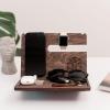 Wood Phone Docking Station – Wooden Charging Station Nightstand Organizer Bedside Phone Charger Station – Watch Stand for Men Iphone Docking Station – Idea for Anniversary Gifts (Design 2)(Design 2)