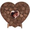 Enjoy The Wood Heart Frame Wedding Guest Book Alternative – Heart Shaped Guestbook with a Photo Custom Sentimental Valentines Day Gifts for Him and Her
