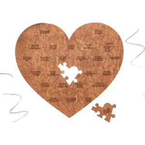 Reasons Why I Love You – Personalized Wooden Heart Puzzle in Wood Box – Custom Sentimental Valentines Day Gifts For Him and Her – Wedding Keepsake Gift Box (Mini – 16 pcs, Pecan)(Pecan)