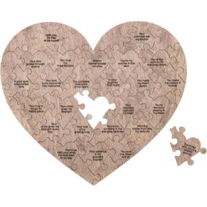 Reasons Why I Love You – Personalized Wooden Heart Puzzle in Wood Box – Custom Sentimental Valentines Day Gifts For Him and Her – Wedding Keepsake Gift Box (Mini – 16 pcs, Pecan)(Terra)