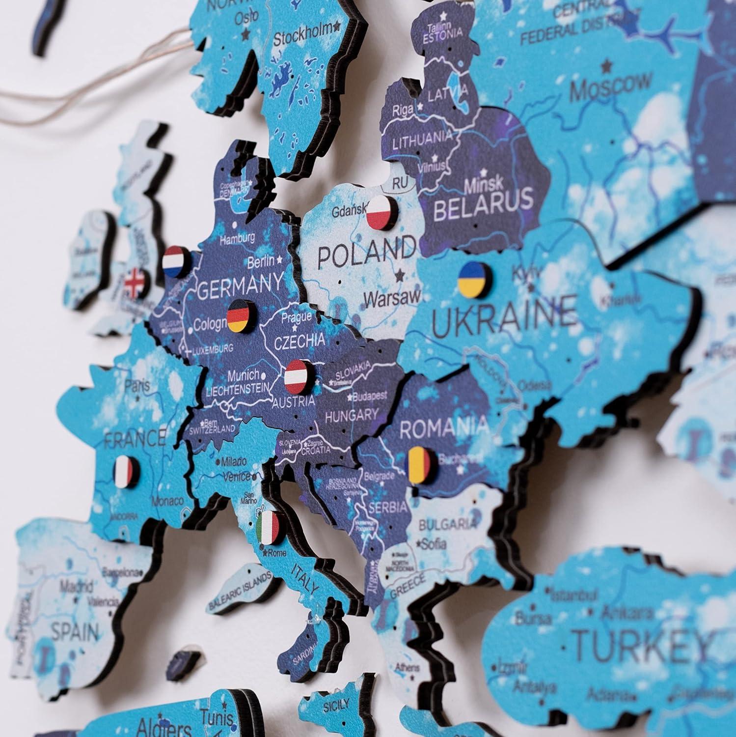 image:imageENJOY THE WOOD Wooden Flags Pins for Map Push Pins Travel Office School Pins Board Pins Gift Traveler Canvas Pins 3D Wood World Map