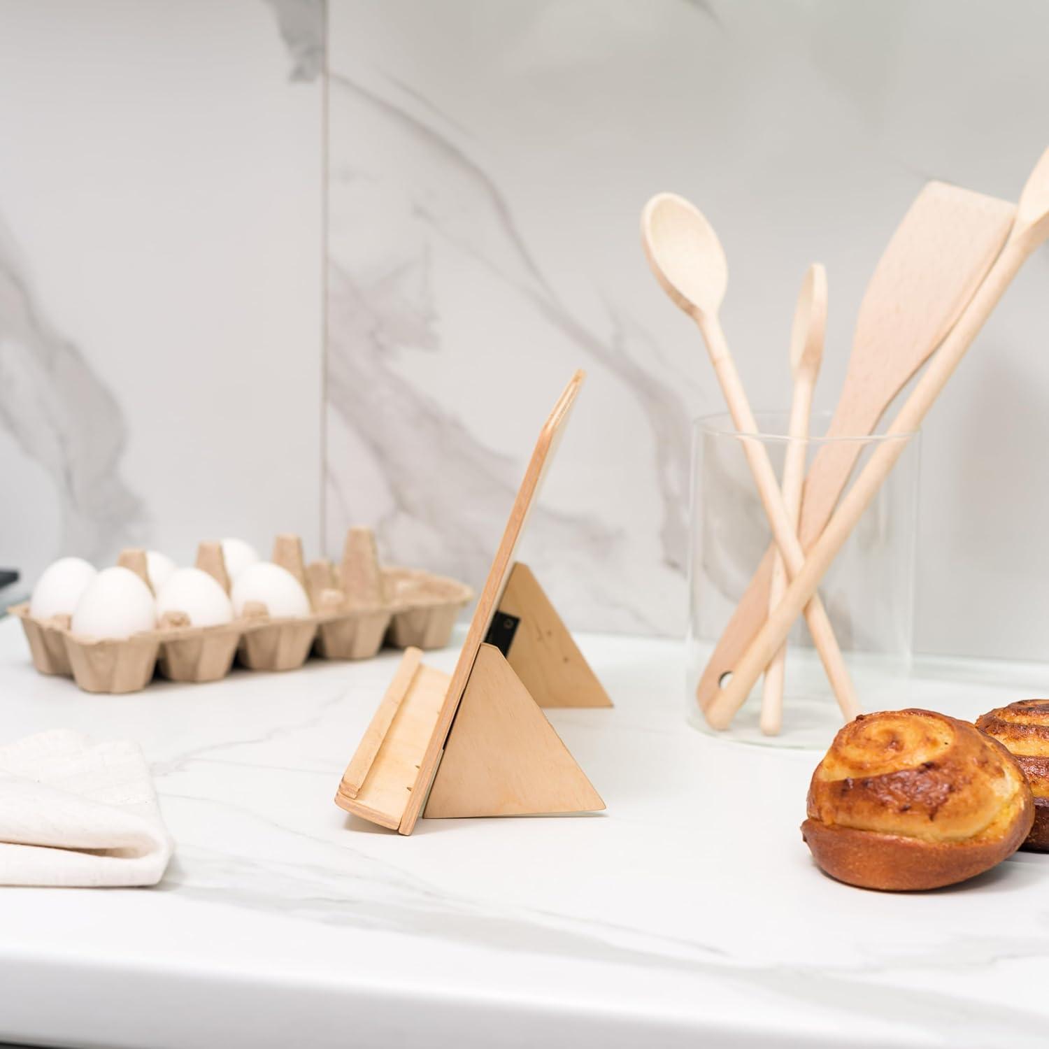 image:imageEnjoy The Wood Cookbook Stand for Kitchen Counter Personalized Wooden Recipe Book Holder Custom Mothers Day Gifts Birthday Christmas Gift for Her or Him Additions for Recipe Book