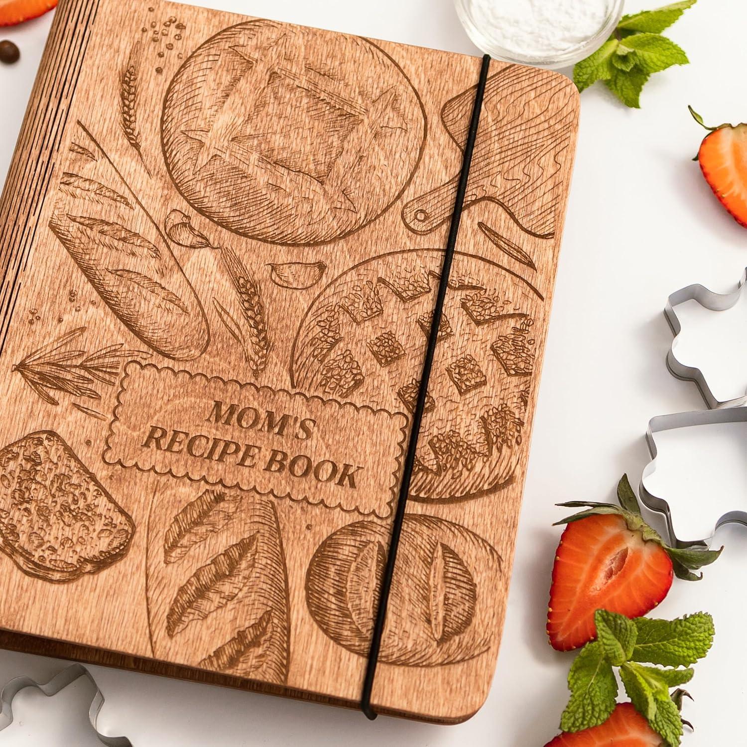 image:imageEnjoy The Wood Customizable Recipe Binder Personalized Wooden Recipe Book Organizer Blank Cookbook to Write in Your Own Recipes Make Your Own Cookbook Cooking Binder FruitsBoulangerie