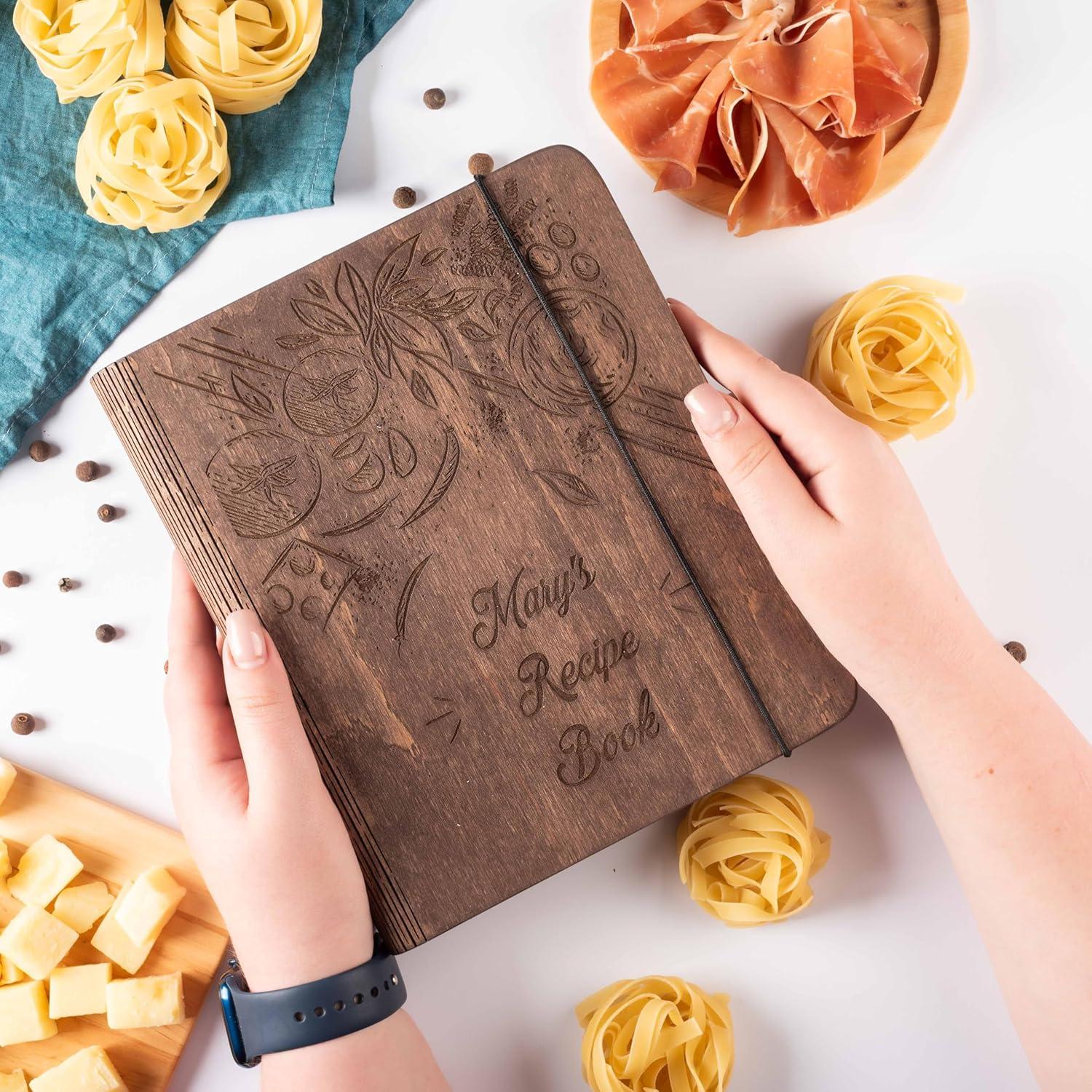 image:imageEnjoy The Wood Customizable Recipe Binder Personalized Wooden Recipe Book Organizer Blank Cookbook to Write in Your Own Recipes Make Your Own Cookbook Cooking Binder FruitsTomatoes